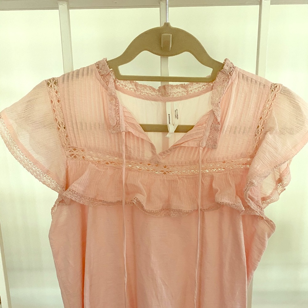 Anthropologie Light Pink Peasant Blouse